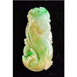 Burma Mixed Tone Jadeite Carved Fish Pendant