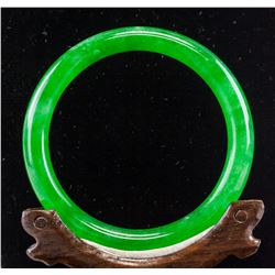 Chinese Green Jade Carved Bangle