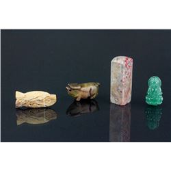 Four PC Chinese Assorted Jade and Hardstone Items