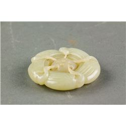 Chinese Hetian White Jade Carved Crane Pendant