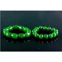 Two Assorted Chinese Green Hardstone Bracelet