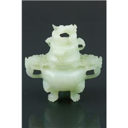 Chinese Fine Carved White Hardstone Dragon Censer