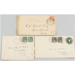 Three Assorted Canadian Stamps w/ Envelopes