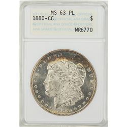 1880-CC $1 Morgan Silver Dollar Coin ANACS MS63 PL Nice Toning