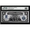 Image 1 : 1899 $2 Mini-Porthole Silver Certificate Note Fr.255 PMG Gem Uncirculated 66EPQ