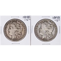 Lot of (2) 1898-S $1 Morgan Silver Dollar Coins
