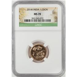2014-I India 1/2 Sovereign Gold Coin NGC MS70
