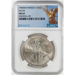 1983Mo Mexico 1 Onza Libertad Silver Coin NGC MS65