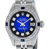 Image 2 : Rolex Ladies Stainless Steel Blue Vignette Diamond & Sapphire Datejust Wristwatch