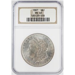 1887 $1 Morgan Silver Dollar Coin NGC MS65