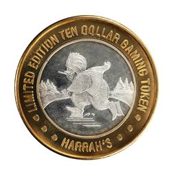 .999 Silver Harrahs Casino Reno Nevada $10 Casino Limited Edition Gaming Token