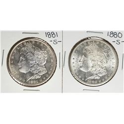 Lot of 1880-S & 1881-S $1 Morgan Silver Dollar Coins
