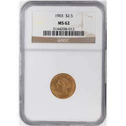 1903 $2 1/2 Liberty Head Quarter Eagle Gold Coin NGC MS62