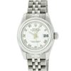 Image 1 : Rolex Ladies Stainless Steel White Roman Quickset Datejust Wristwatch With Rolex Box