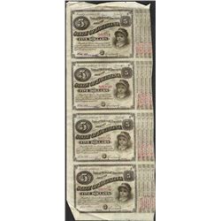 Uncut Sheet of (4) State of Louisiana Baby Bond Obsolete Notes