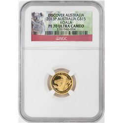 2013P $15 Proof Australia Koala Gold Coin NGC PF70 Ultra Cameo