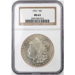 1921 $1 Morgan Silver Dollar Coin NGC MS63
