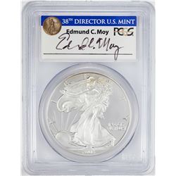 2003-W $1 Proof American Silver Eagle Coin PCGS PR69DCAM Edmund Moy Signature