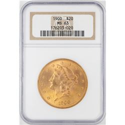 1900 $20 Liberty Head Double Eagle Gold Coin NGC MS63