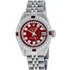 Image 2 : Rolex Ladies Stainless Steel Red Ruby String & Diamond Datejust Wristwatch