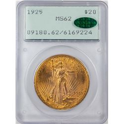 1925 $20 St. Gaudens Double Eagle Gold Coin PCGS MS62 CAC