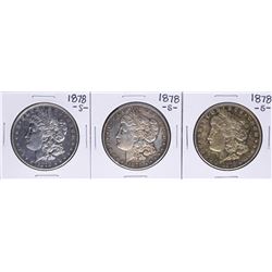 Lot of (3) 1878-S $1 Morgan Silver Dollar Coins