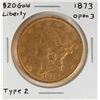 Image 1 : 1873 Open 3 $20 Liberty Head Double Eagle Gold Coin