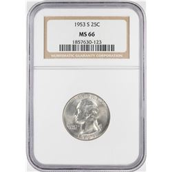 1953-S Washington Quarter Coin NGC MS66