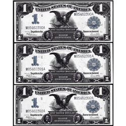 Lot of (3) Consecutive 1899 $1 Black Eagle Silver Certificate Notes