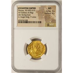 AD 602-610 Phocas Byzantine Empire Solidus Ancient Gold Coin NGC MS