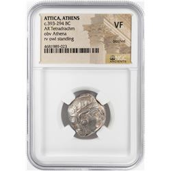 393-294 BC Attica Athens AR Tetradrachm Athena Owl Coin NGC VF