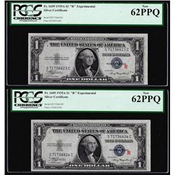 (2) Consecutive 1935A $1 "R" Experimental Silver Certificate Notes PCGS New 62PPQ