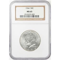 1964 Kennedy Half Dollar Coin NGC MS65