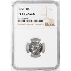1955 Proof Roosevelt Dime Coin NGC PF68 Cameo