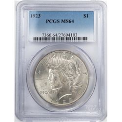 1923 $1 Peace Silver Dollar Coin PCGS MS64
