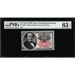1874 25 Cent Fifth Issue Fractional Currency Note Fr.1308 PMG Choice Uncirculated 63EPQ