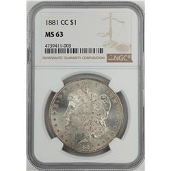 1881-CC $1 Morgan Silver Dollar Coin NGC MS63