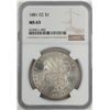 Image 1 : 1881-CC $1 Morgan Silver Dollar Coin NGC MS63