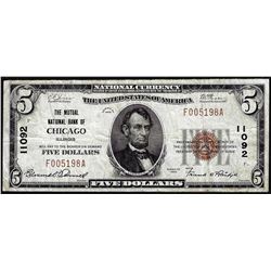 1929 $5 NB of Chicago, IL CH# 11092 National Currency Note