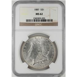 1887 $1 Morgan Silver Dollar Coin NGC MS62