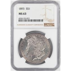 1893 $1 Morgan Silver Dollar Coin NGC MS63