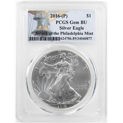 2016-P $1 American Silver Eagle Coin PCGS Gem BU Struck at the Philadelphia Mint