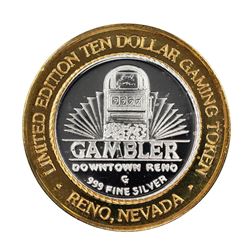 .999 Silver Gambler Reno, Nevada $10 Casino Limited Edition Gaming Token