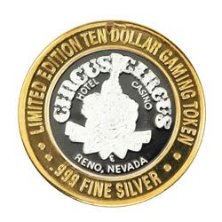 .999 Fine Silver Circus Circus Casino Reno, NV $10 Limited Edition Gaming Token