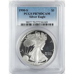 1990-S $1 Proof American Silver Eagle Coin PCGS PR70DCAM