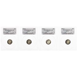 Lot of (4) 1999-S Proof Silver Roosevelt Dime Coins PCGS PR69DCAM