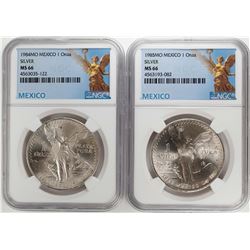 1984-1985Mo Mexico 1 Onza Libertad Silver Coins NGC MS66