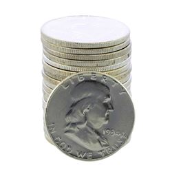 Roll of (20) 1954 Brilliant Uncirculated Franklin Half Dollar Coins