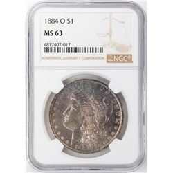 1884-O $1 Morgan Silver Dollar NGC MS63 Nice Toning