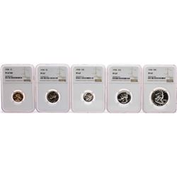1958 (5) Coin Proof Set Graded NGC PF67